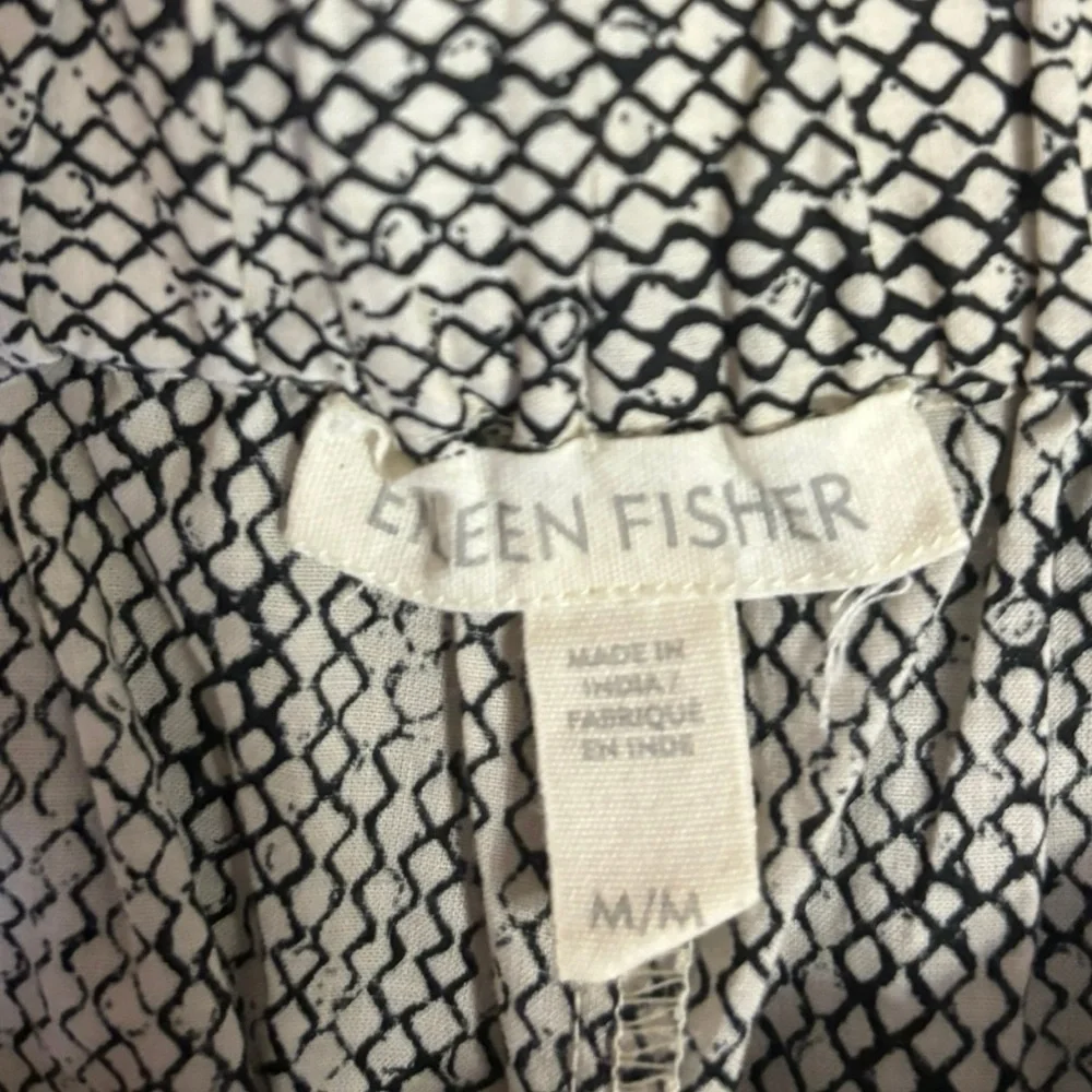 RARE Eileen Fisher 100% Organic Cotton Chainette Printed Wide Leg Crop P… - Picture 4 of 11